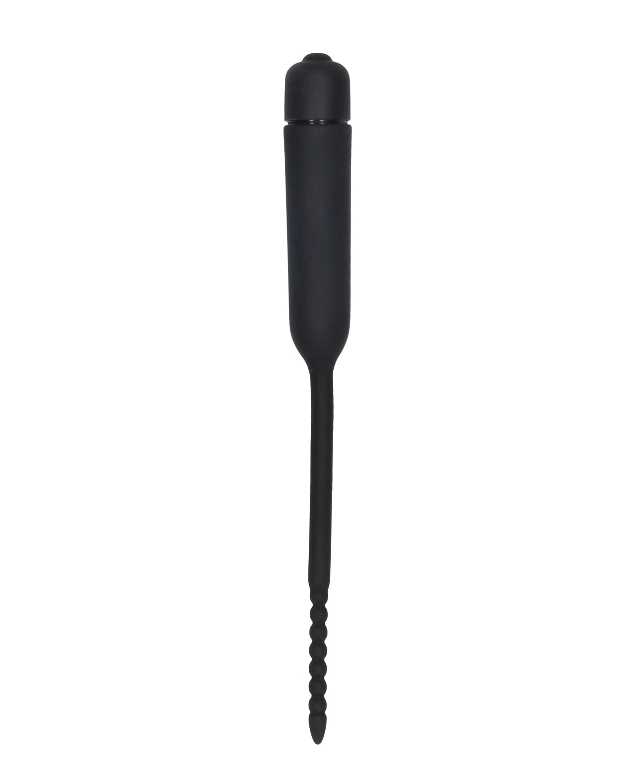Ouch Shots Ouch Urethral Sounding Silicone Vibrating Bullet Plug with Beaded Tip - Black - Image 3
