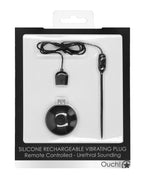 Ouch Shots Ouch Urethral Sounding Silicone Rechargeable Remote Controlled Vibrating Plug - Black