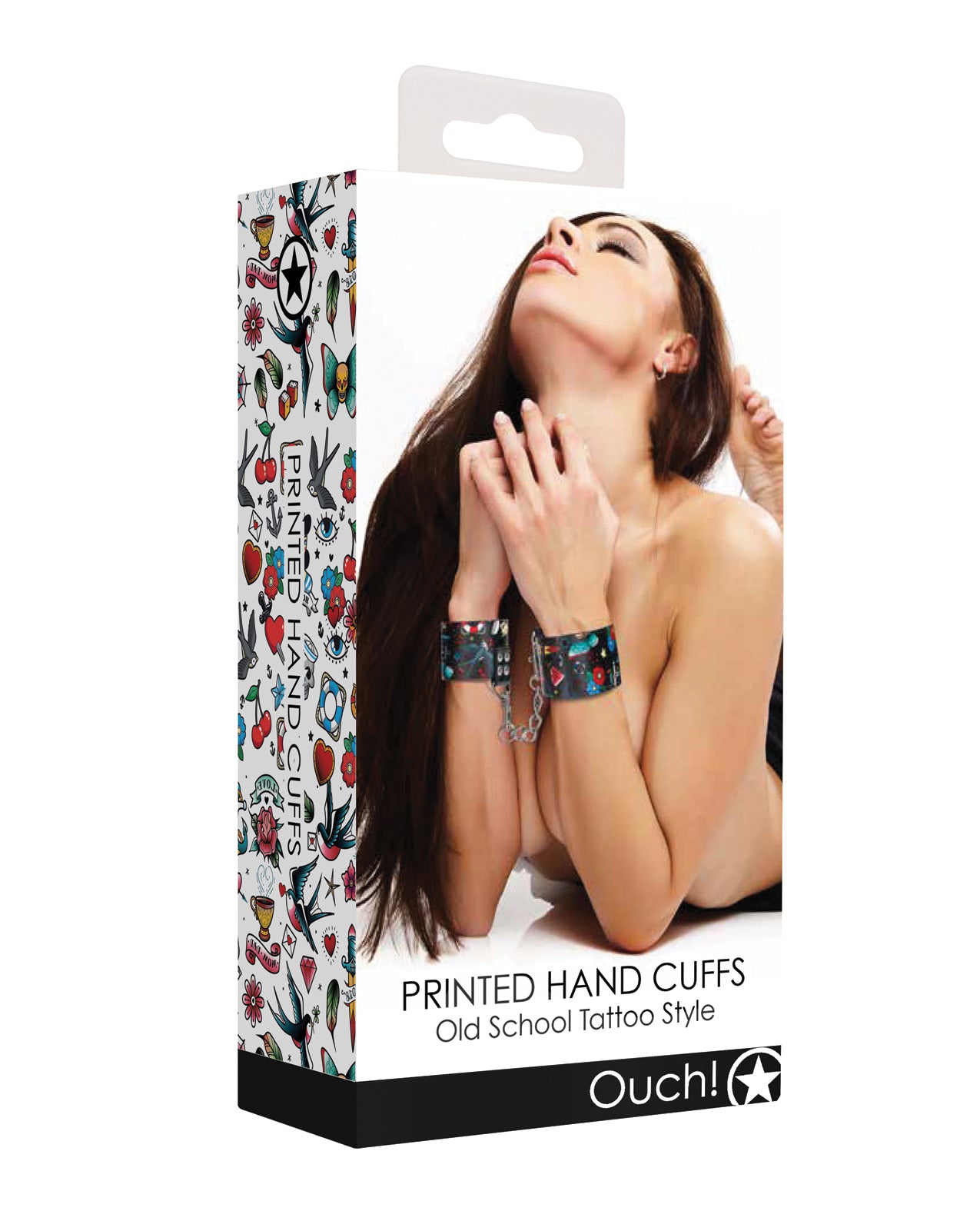 Ouch Shots Ouch Old School Tattoo Style Printed Hand Cuffs - Black