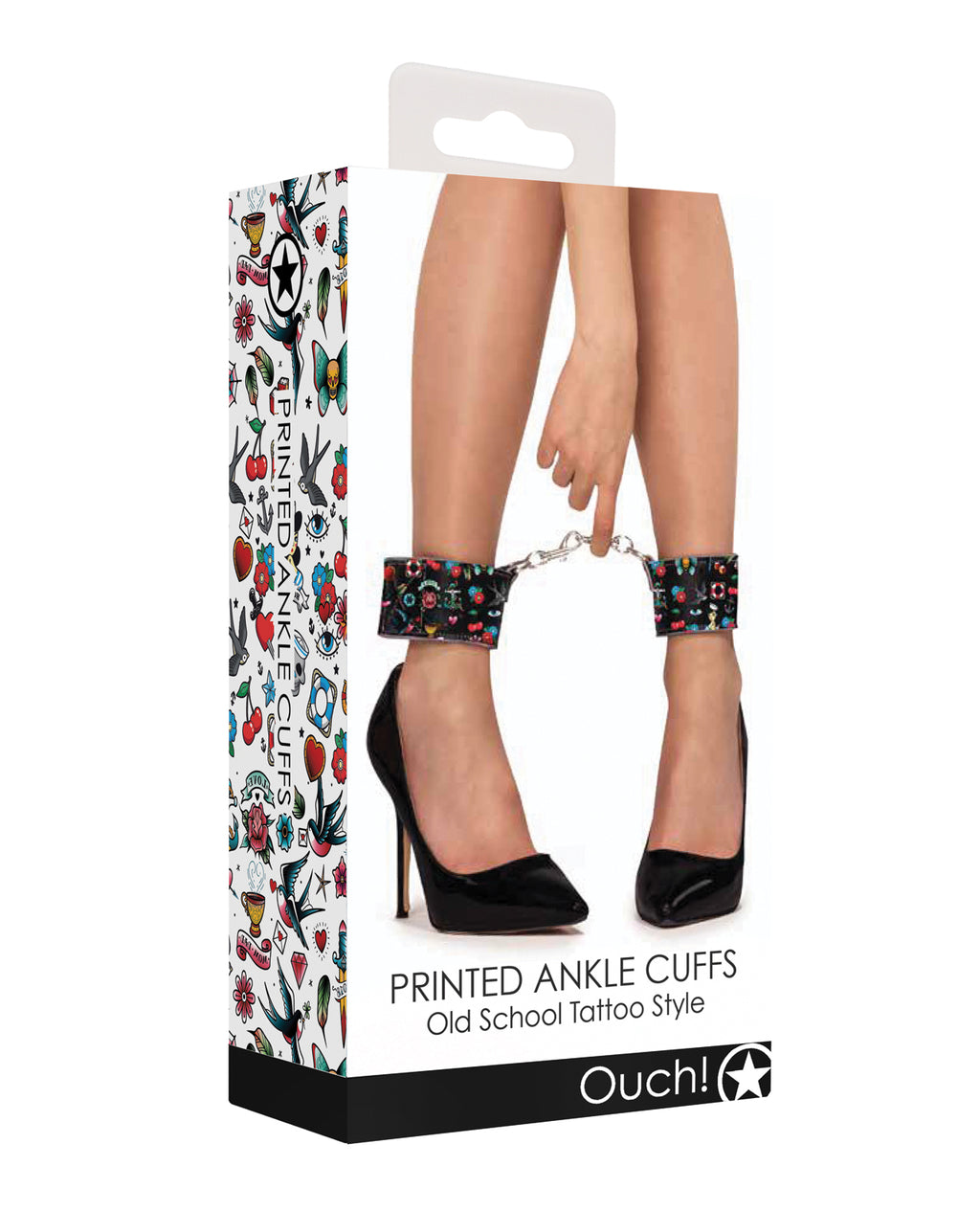 Ouch Shots Ouch Old School Tattoo Style Printed Ankle Cuffs - Black