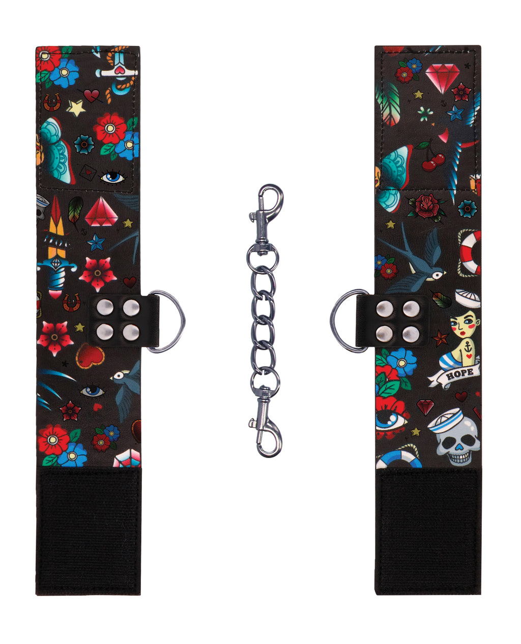 Ouch Shots Ouch Old School Tattoo Style Printed Ankle Cuffs - Black - Image 4