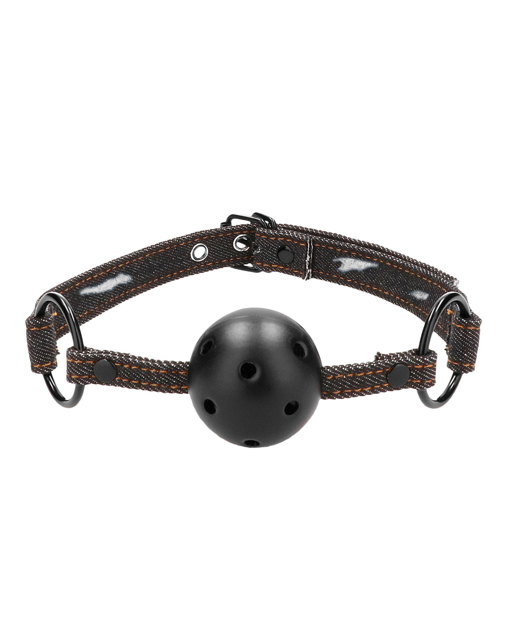 Ouch Shots Ouch Breathable Ball Gag with Denim Straps - Black - Image 3