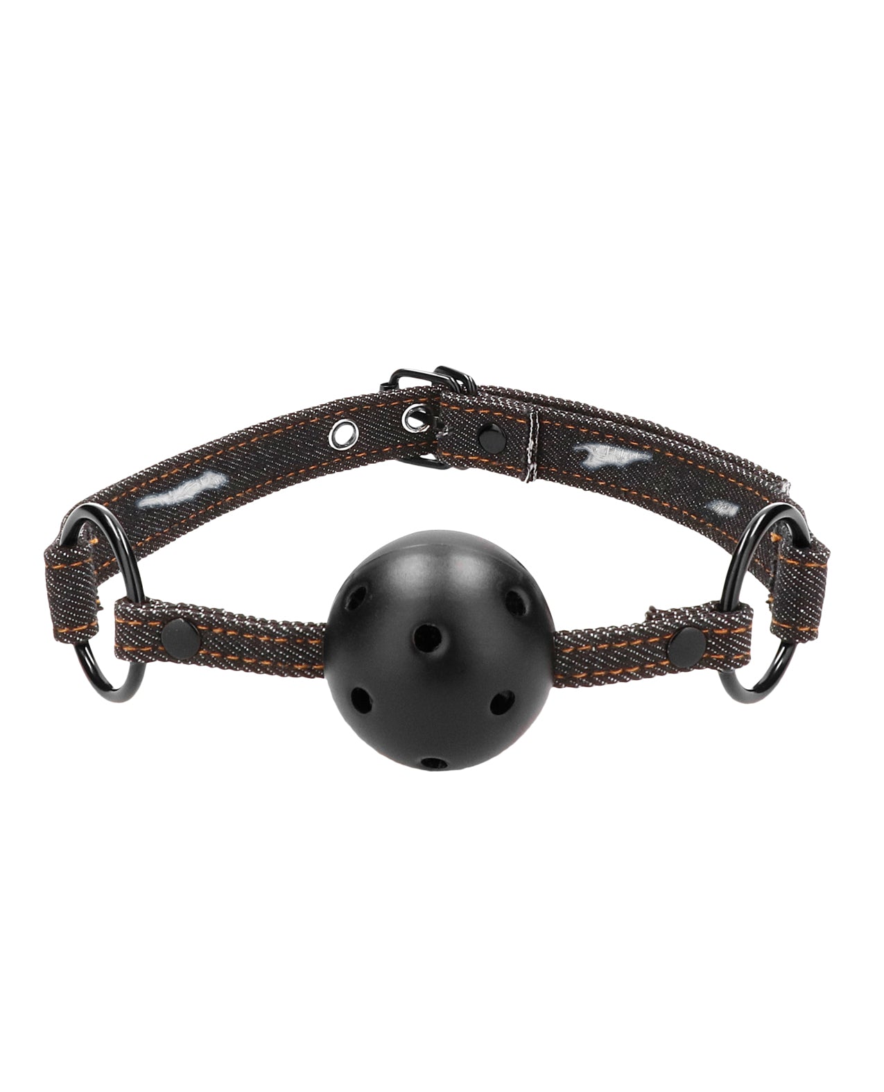 Ouch Shots Ouch Breathable Ball Gag with Denim Straps - Black - Image 3