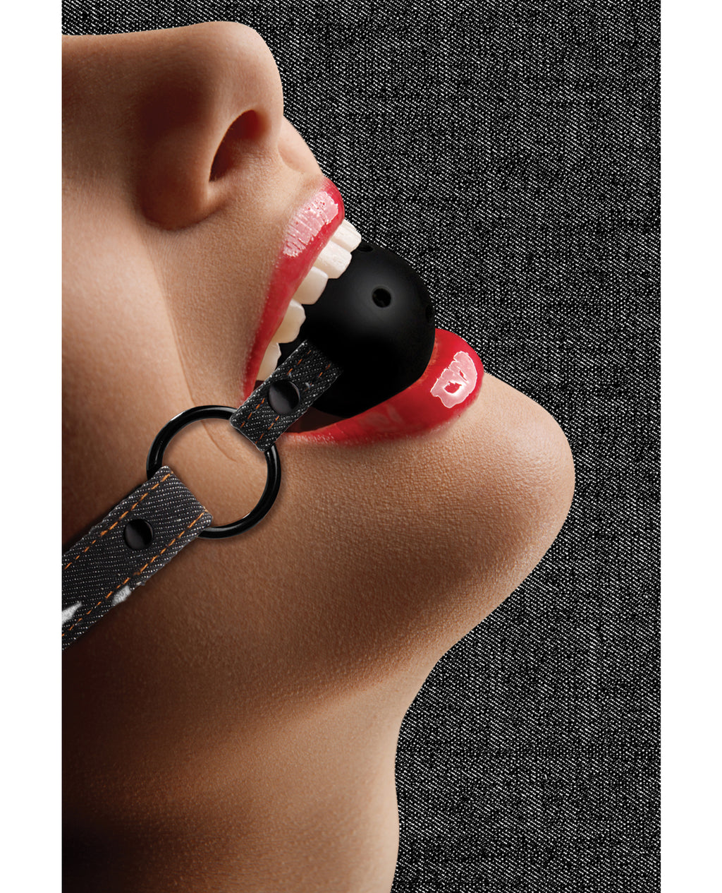Ouch Shots Ouch Breathable Ball Gag with Denim Straps - Black - Image 5