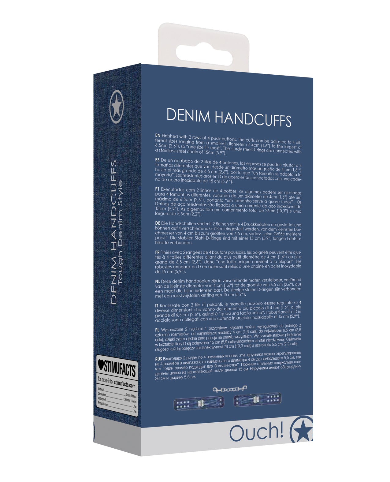 Ouch Shots Ouch Denim Handcuffs - Blue - Image 2