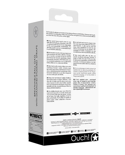 Ouch Shots Ouch Diamond Breathable Ball Gag - Black - Image 2