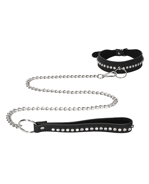 Ouch Shots Ouch Diamond Studded Collar with Leash - Black - Image 3