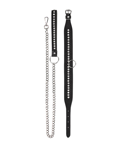 Ouch Shots Ouch Diamond Studded Collar with Leash - Black - Image 4