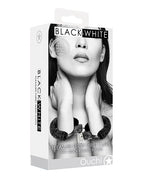 Ouch Shots Ouch Black & White Beginner's Furry Hand Cuffs - Black