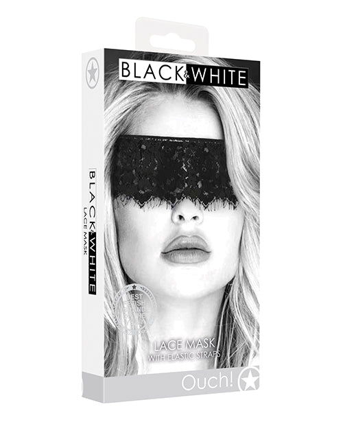 Ouch Shots Ouch Black & White Lace Mask - Black