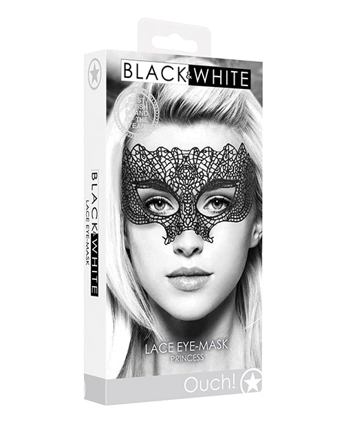 Ouch Shots Ouch Black & White Lace Eye Mask - Princess Black