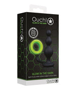 Ouch Shots Ouch Beads Butt Plug with Cock Ring - Glow in the Dark