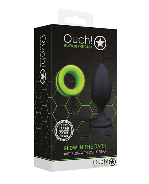 Ouch Shots Ouch Butt Plug with Cock Ring - Glow in the Dark