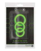 Ouch Shots Ouch 3-Piece Cock Ring Set - Glow in the Dark