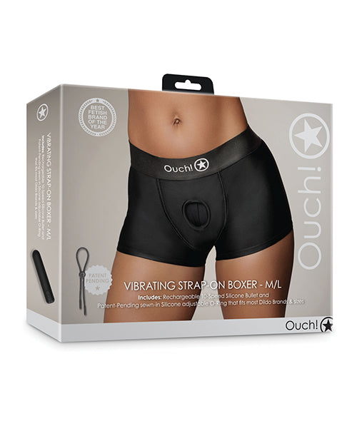 Ouch Shots Ouch! Vibrating Strap On Boxer - Black M/L