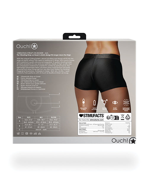 Ouch Shots Ouch! Vibrating Strap On Boxer - Black M/L - Image 2