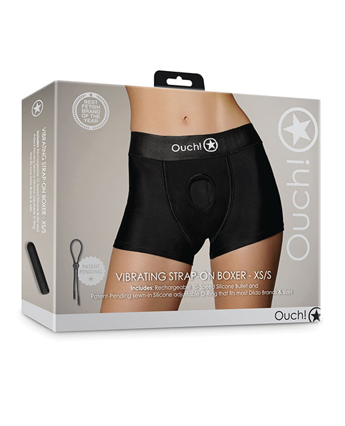 Ouch Shots Ouch! Vibrating Strap On Boxer - Black XS/S