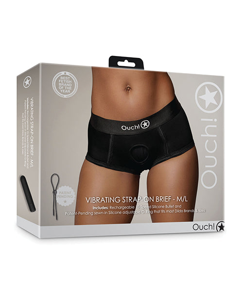 Ouch Shots Ouch! Vibrating Strap On Brief - Black M/L