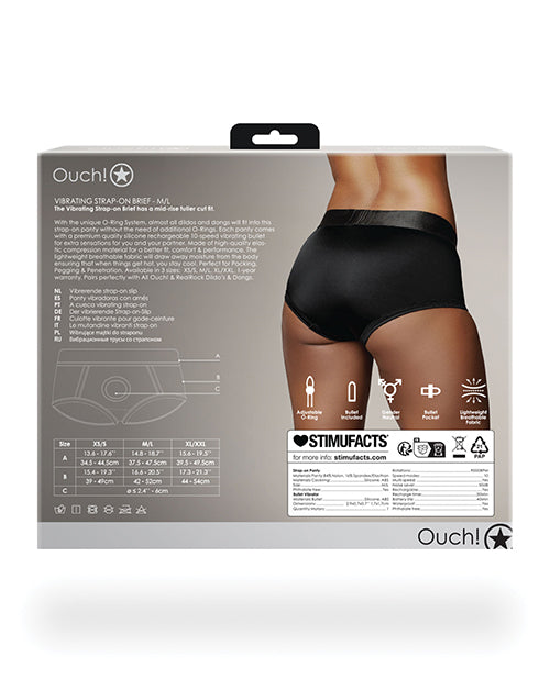 Ouch Shots Ouch! Vibrating Strap On Brief - Black M/L - Image 2