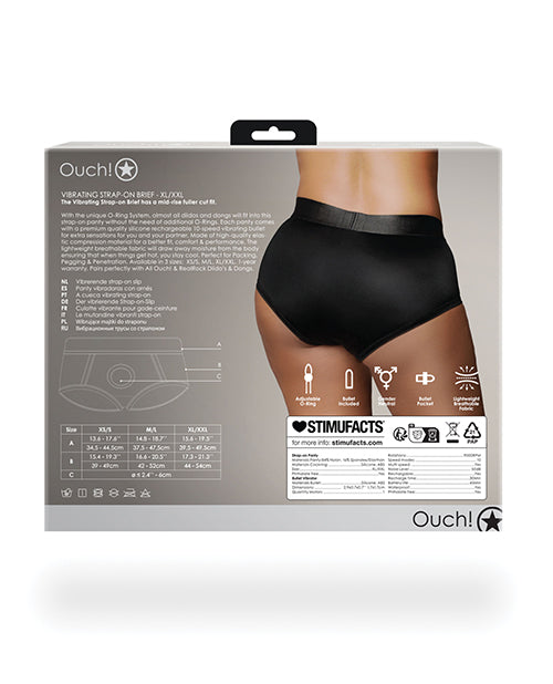 Ouch Shots Ouch! Vibrating Strap On Brief - Black XL/XXL - Image 2