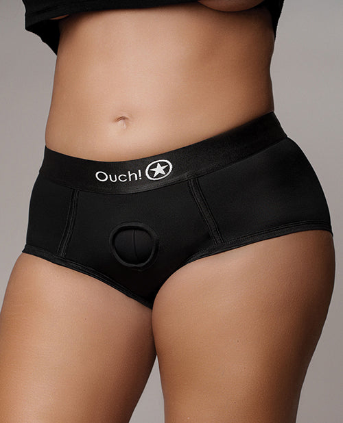 Ouch Shots Ouch! Vibrating Strap On Brief - Black XL/XXL - Image 3