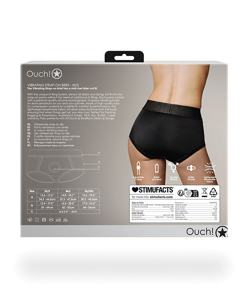 Ouch Shots Ouch! Vibrating Strap On Brief - Black XS/S - Image 2