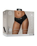 Ouch Shots Ouch! Vibrating Strap On High-Cut Brief - Black M/L