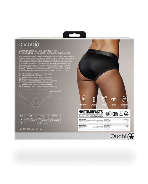 Ouch Shots Ouch! Vibrating Strap On High-Cut Brief - Black M/L - Image 2