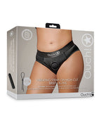 Ouch Shots Ouch! Vibrating Strap On High-Cut Brief - Black XL/XXL