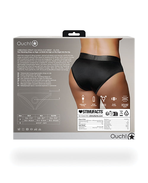 Ouch Shots Ouch! Vibrating Strap On High-Cut Brief - Black XL/XXL - Image 2