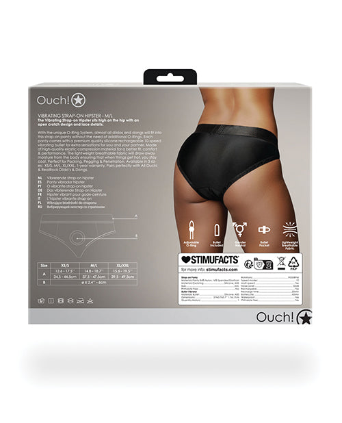 Ouch Shots Ouch! Vibrating Strap On Hipster - Black M/L - Image 2