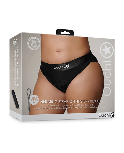 Ouch Shots Ouch! Vibrating Strap On Hipster - Black XL/XXL