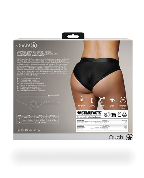 Ouch Shots Ouch! Vibrating Strap On Hipster - Black XL/XXL - Image 2