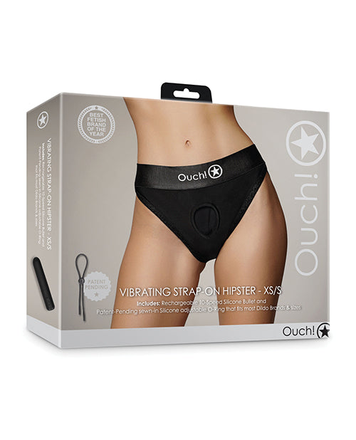 Ouch Shots Ouch! Vibrating Strap On Hipster - Black XS/S