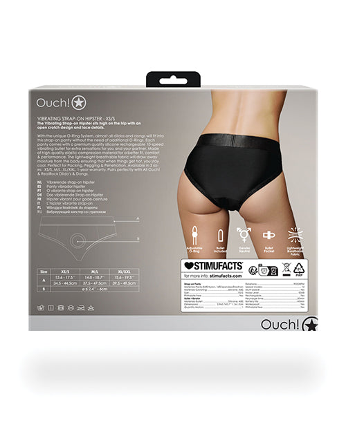 Ouch Shots Ouch! Vibrating Strap On Hipster - Black XS/S - Image 2