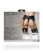Ouch Shots Ouch! Vibrating Strap On Thong with Adjustable Garters - Black XS/S - Image 2