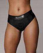 Ouch Shots Ouch! Vibrating Strap On Thong with Removable Rear Straps - Black M/L - Image 3
