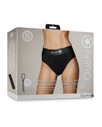 Ouch Shots Ouch! Vibrating Strap On Thong with Removable Rear Straps - Black XS/S