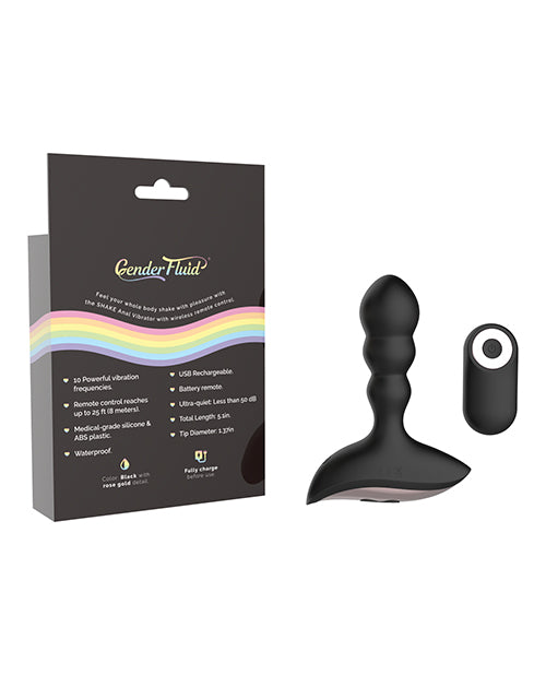 Gender Fluid Gender Fluid Shake Anal Vibe with Remote - Black - Image 5