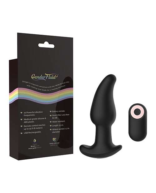 Gender Fluid Gender Fluid Twirler Anal Vibe with Remote - Black - Image 5