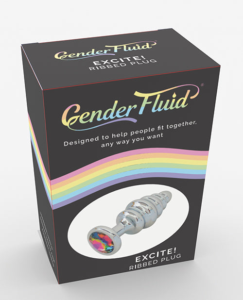 Gender Fluid Gender Fluid Excite! Ribbed Plug - Silver - Image 3