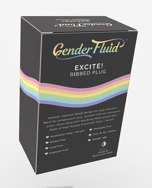 Gender Fluid Gender Fluid Excite! Ribbed Plug - Silver - Image 4