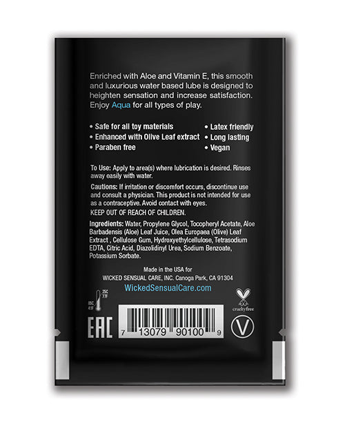 Wicked Sensual Care Wicked Sensual Care Aqua Waterbased Lubricant - .1 oz Fragrance Free - Image 2
