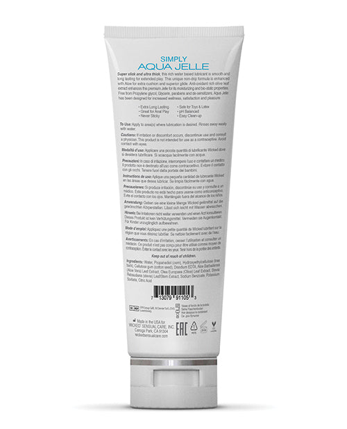 Wicked Sensual Care Wicked Sensual Care Simply Aqua Jelle Waterbased Lubricant - 4 oz - Image 2