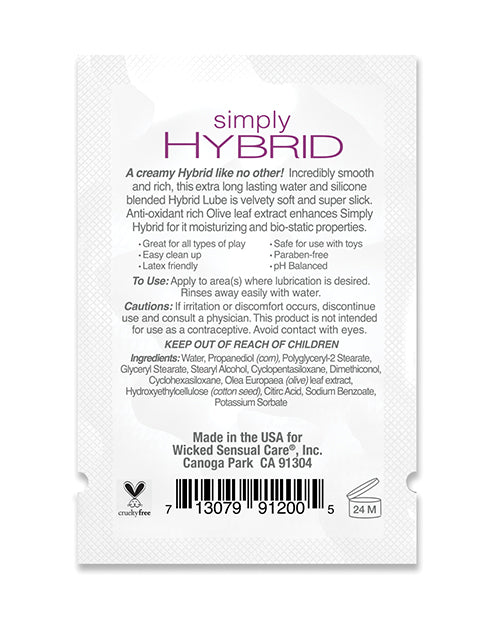 Wicked Sensual Care Wicked Sensual Care Simply Hybrid Lubricant - .1 oz - Image 2