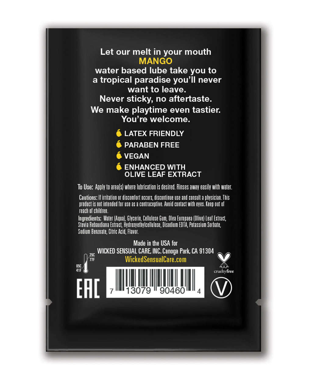 Wicked Sensual Care Wicked Sensual Care Water Based Lubricant - .1 oz Mango - Image 2