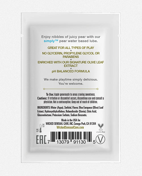 Wicked Sensual Care Wicked Sensual Care Simply Water-Based Lubricant - .1 oz Pear - Image 2