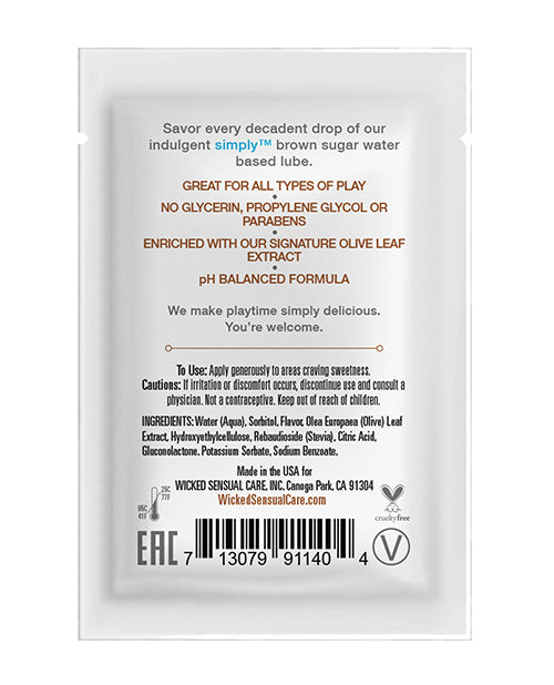 Wicked Sensual Care Wicked Sensual Care Simply Water-Based Lubricant - .1 oz Brown Sugar - Image 2